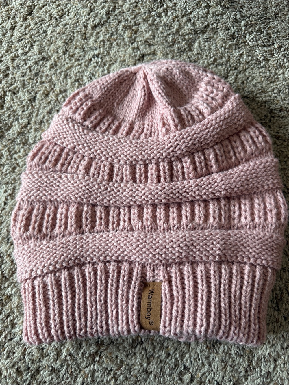 Warm Dusty Rose Knit Slouch Beanie